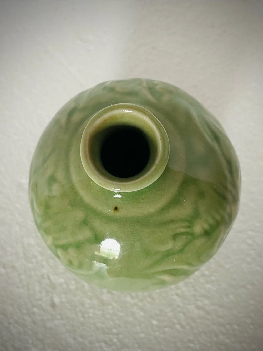 Antique Celadon Sake Bottle Jar Small Green Bud Vase Ceremonial Period Sanda